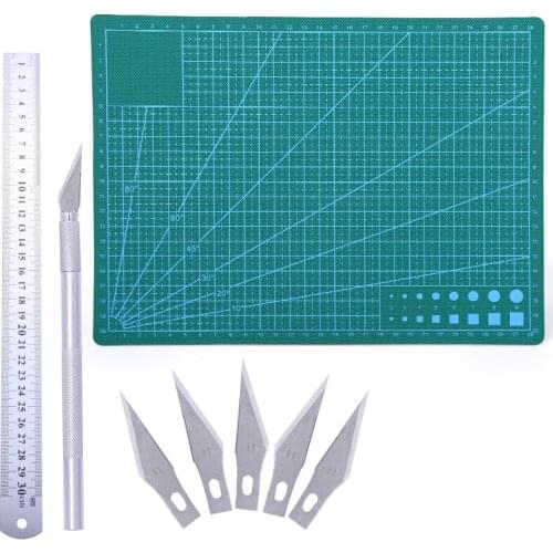 LMDZ 8Pcs Carving Knife Rotary Cutter Kit With Cutting Mat Patchwork Ruler For Sewing Cutting Leather Tool