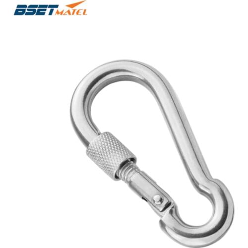 M8*80mm Multifunctional 304 Stainless Steel Spring Snap Carabiner Quick Link Lock Ring Hook snap shackle Chain Fastener Hook