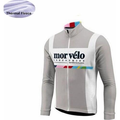 MORVELO Cycling Jersey Men Winter Thermal Fleece Cycling Clothing triathlon Long sleeve maillot ropa ciclismo hombre