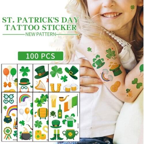 100pcs St Patricks Day Stickers Window Clings Decals Shamrock Stickers Home Decor