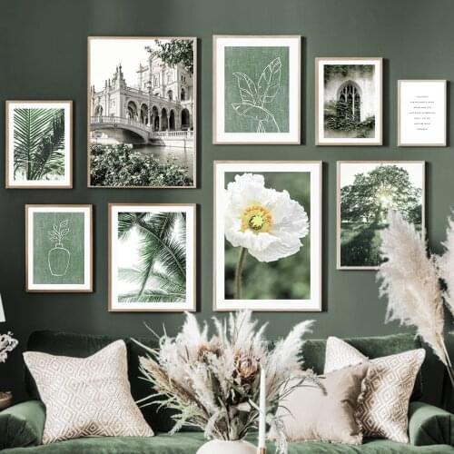 Big Tree Castle White Flower Leaves Wall Art Canvas Painting Abstract Nordic Posters And Prints Wall Pictures For Living Room