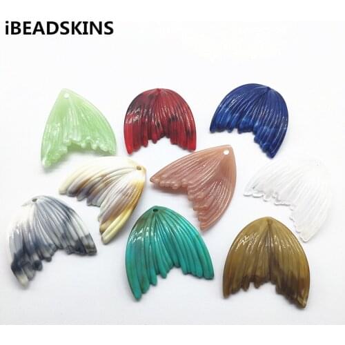 New arrival! 38x37mm150pcs Acrylic marble effect Fishtail shape charm for Earrings parts,hand Made Earrings Findings Jewelry DIY