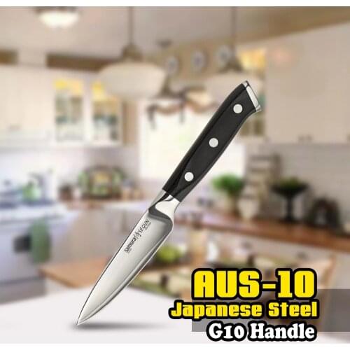 TUO CUTLERY Paring Knife - 3 Layers AUS-10 Japanese HC Steel Fruit Pelling Kitchen Knife - Non-slip Ergonomic G10 Handle - 3.5