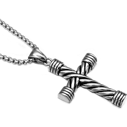Hiphop/Rock 316L Stainless Steel Cross Necklace Famous Brand Silver Color Chain Men Cross Pendant Necklaces Perfect Design