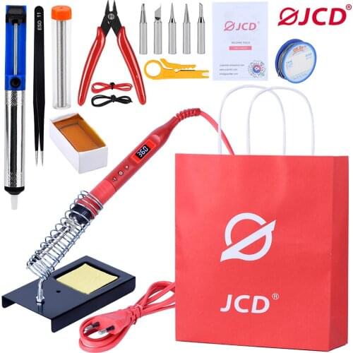 JCD Soldering Iron 908U 80W Lighting Adjustable Temperature Multi-function Button Soldering Set With Soldering Tips Tin DIY Kit