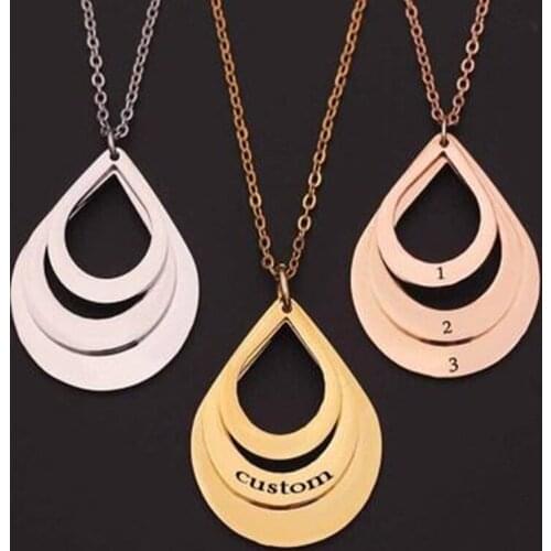 Personalized Water Drop Necklace Stainless Steel Custom Name Necklace For Women And Men Best Friend Gift