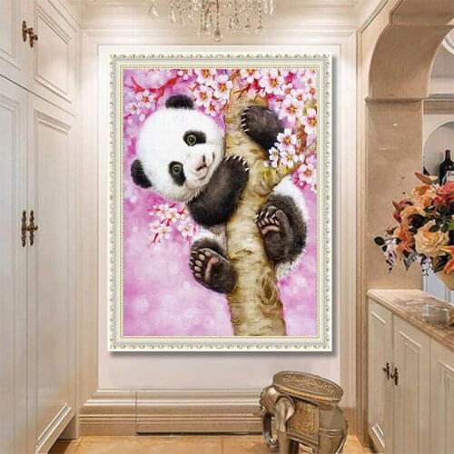Full Drill Needlework Diamond Painting Cross Stitch 5D DIY Cartoon Panda Diamond Embroidery Animals Cross Stitch Gift 32x40CM