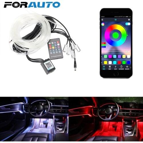 Remote Control Ambient Lamp RGB LED Strip Light Flexible EL Wire Auto Decorative Light Car Atmosphere Lamp Car Interior Light