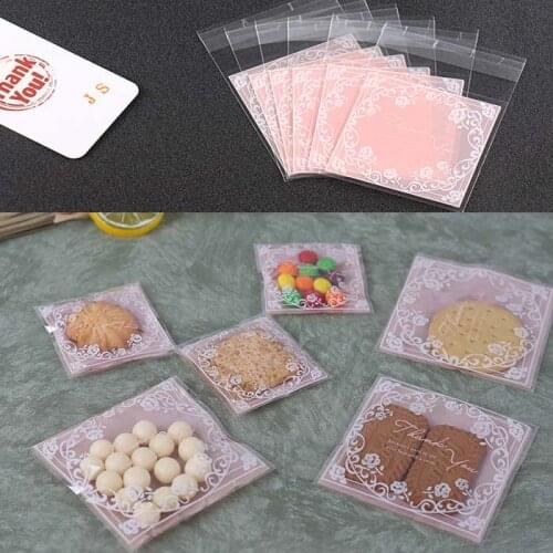 Pink rose lace Candy &Cookie Plastic Bags Self-Adhesive For DIY Biscuits Snack candy Baking Package Decor Kids Gift Supplies