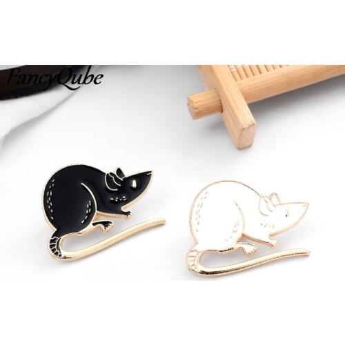 Little Mouse Enamel Pin Cartoon Black White Mice Animal Jewelry Backpack Bag Denim Lapel Icon Badge Brooches Lapel Pins For Kids