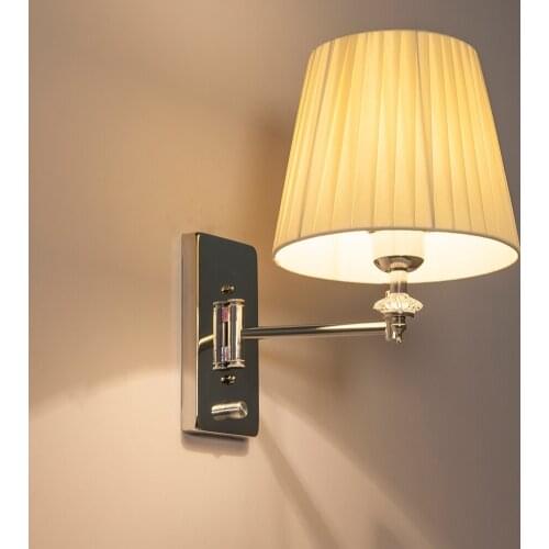 Modern Sconce Wall Lights Luminaria Bedside Reading Lamp Swing Arm Wall Lamp E27 Crystal Wall Sconce Bathroom Lights