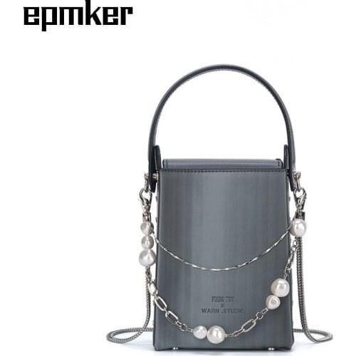 EPMKER Frame Bag Mini Crossbody Bags Chains Shoulder Pearls Side Bag Fashionable Purses and Handbags Cute Bags Luxury Handbags