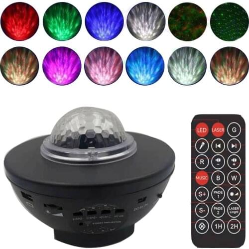 LED Projector Light LED Star Night Light LED Projector Light Music Starry Water Wave Projector Light Sleeping Bedside Lamp D30