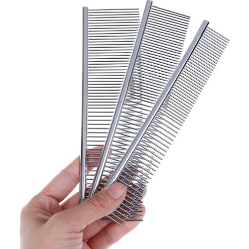 Hot Sale Stainless Steel Pet Hair Trimmer Combs Puppy Cat Cleaning Brush Pet Shedding Grooming Asymmetric Dog Long Hair Comb