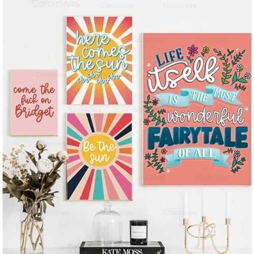 Inspiring Quotes Posters and Prints Life Itself Is The Most Wonderful Fairytale Wall Art Canvas Painting Colorful for Home Decor