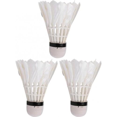 Outdoor Shuttlecock Durable Badminton Shuttlecock Goose Feather Cork Wood Head Training Ball Sports Accessories 3pcs /pack