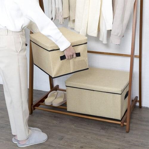 Imitation linen Washable fabric storage box Organizer for underwear Quilt toy sundries storage box Covered foldable for the home