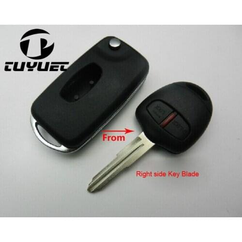 2 Button Blanks Modified Flip Folding Remote Key Shell for Mitsubishi New ASX GRANDIS Outlander LANCER-EX Right Side Key Blade