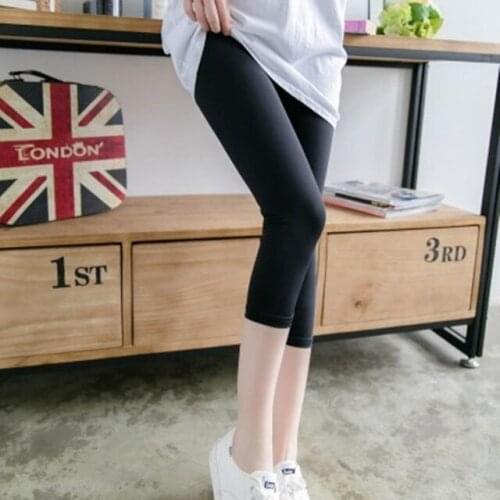 ELIfashion Women Sun Protection Solid Colors Thin Section Tight-fitting Pants Elastic Seven-point Pants Keeping Cool In Summer