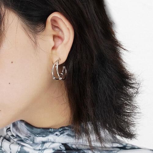 New Arrival 925 Sterling Silver Circle Niche Design Sense Of Temperament Stud Earrings For Women Jewelry Never Fade Gift