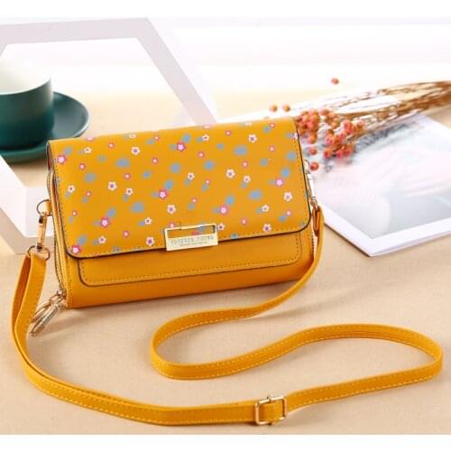 New Fashion Printing Womens Bag High Quality PU Leather Mini Shoulder Messenger Bag Girl Mobile Phone Clutch Flip Crossbody