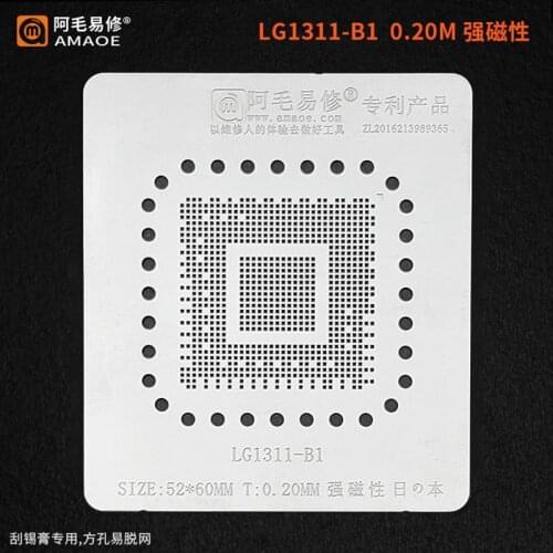 0.2mm Amaoe BGA Stencil For LG1311-B1 LCD TV IC Reballing Chip Pin Solder Tin Plant Net Square Hole Heating Template Reworking