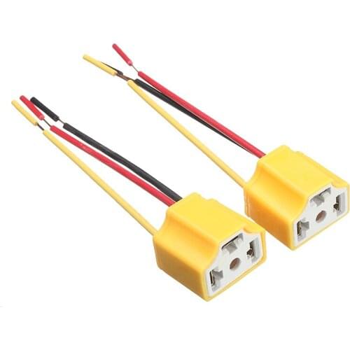 1 Pair H4 Female Ceramic Car Headlight Connector Plug Adapter High Heat Resistant Socket for Car Electronics Accessories