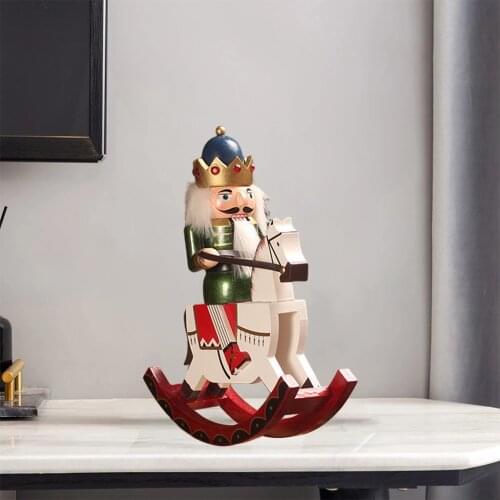 Decorative Wooden Horse Nutcracker Doll Puppets Figures Standing New Year Xmas Holiday Gift