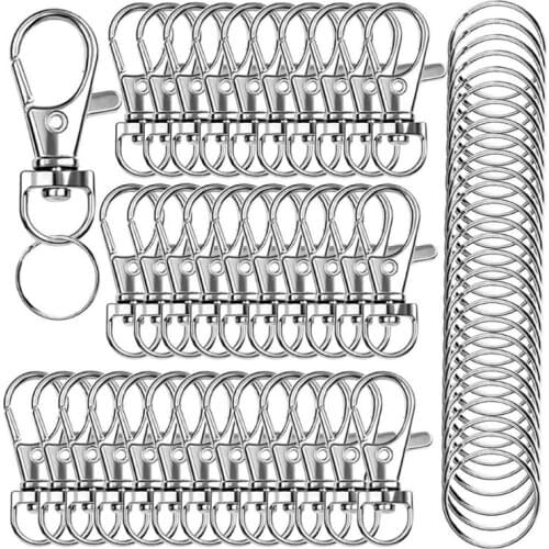 120 Pieces Swivel Clasps Bright Key Rings Metal Lanyard Snap Hooks Metal Lobster Claw Bright Hooks for Keychain Crafting