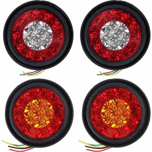 16 LED Dual-Color Taillight Rubber Ring Round Taillight For Truck Boat Trailer Pickup RV Turn Signal Brake Reverse Running Nice