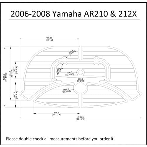 2006-2008 Yamaha AR210 & 212X Swim Platform Pad Pad Boat EVA Teak Decking 1/4" 6mm