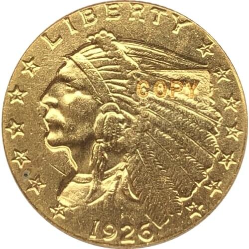 24-K gold plated 1926 $2.5 GOLD Indian Half Eagle Coin Copy