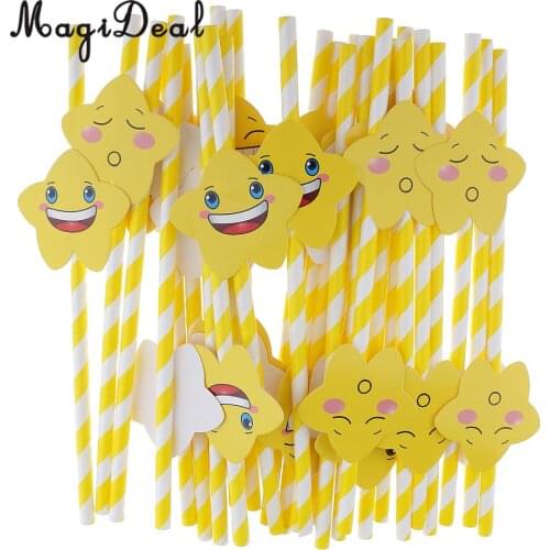 30pcs Funny Stripe Paper Star Drinking Straws for Party Baby Shower Decor