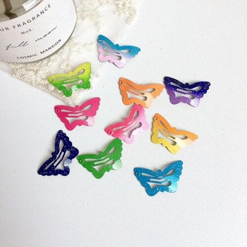 30pcs Five-pointed Star Checkered Rainbow Wave Hairpin Glitter Water Drop Butterfly Children BB Clip Girl Cute Hair Accessories