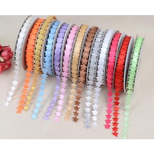 5yards/lot) 13mm Pentagram Ultrasonic Embossing Ribbons for Wedding Party Decor Card Gift Warpping Clothing Accessories Ribbon