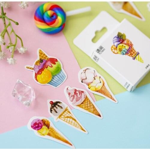 50Sheet Cute Ice Cream Boxed Sticker Crafts Scrapbooking DIY Decorative Stationery Student Label Decor Supplies Kawaii Gift
