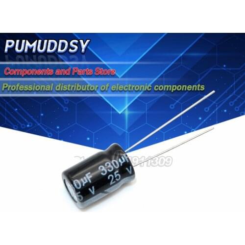 50PCS Higt quality 25V330UF 8*12mm 330UF 25V 8*12 Electrolytic capacitor