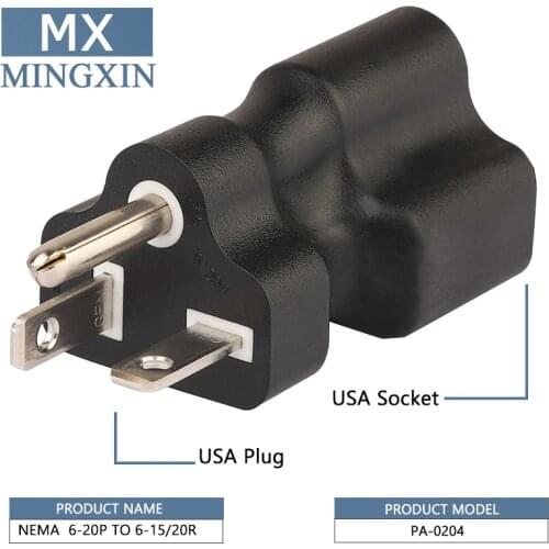 6-20P FOR 6-20R, NEMA 6-20 P Male to Nema 6-15 / 20R Female Comb AC Adapter, 20Amp 250V to 15A AC Power Adapt, 6-20P TO 6-15R
