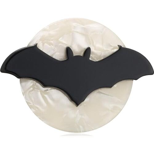 APSVO Acrylic Moon Bat Brooches Halloween Lapel Pins for Women Vivid Animal Brooch Acetate Fiber Christmas Gifts Costume Jewelry
