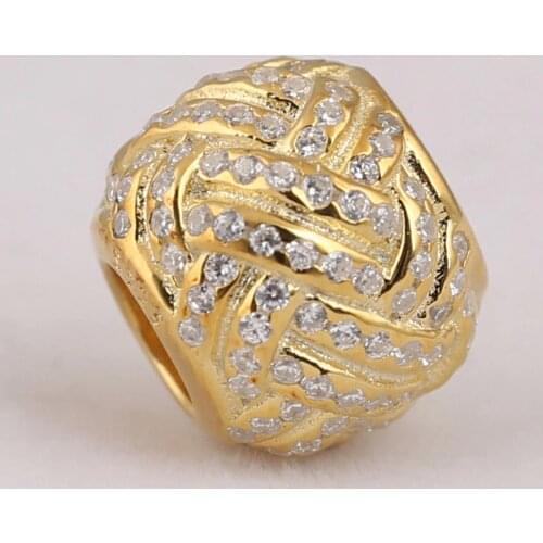 Authentic S925 Silver Bead DIY Jewelry Sparkling Love Knot Charm fit Lady Bracelet Bangle Shine & Clear CZ Girl Gift