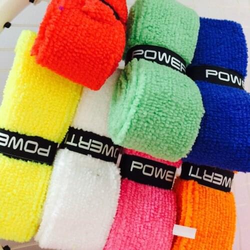 POWERTI 7pcs/lot Cotton Towel Sweatband Dry Tennis Overgrips Anti-skid Tape Absorbed Dry Sweat Badminton Racket Grip Accessory