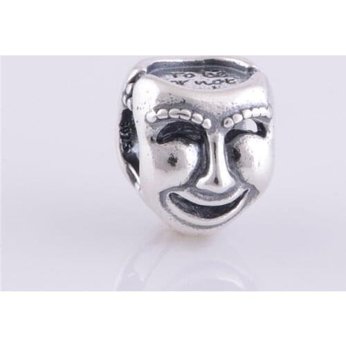 Theatre Mask Beads Authentic 925 Sterling Silver Charm Bead DIY Jewelry Accessories Fit Original Pandora Charms Bracelet LW281