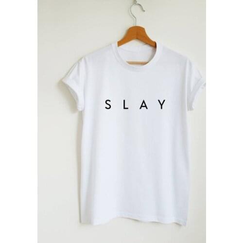 Skuggnas Slay T-shirt Slay all day cool tees cute Hipster tee shirt Tumblr aesthetic harajuku gothic Unisex Tops camiseta