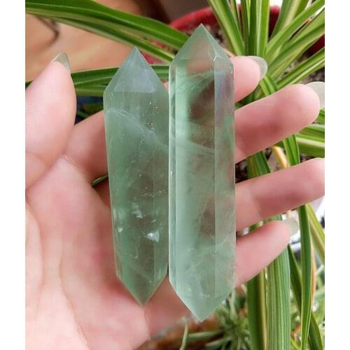 Hot sell 2pcs pretty natural green fluorite Quartz Crystal single Terminated Wand Healing