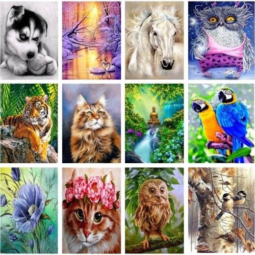 5D Diy Diamond Full Landscape animals Painting Cross Stitch Kits Diamond Mosaic art Embroidery Painting round Home Decoration