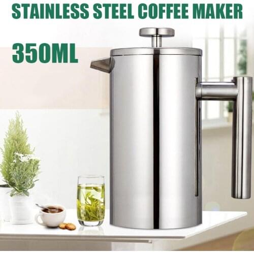 350ML 304 Stainless Steel French Press Coffee Maker w/Filter Double Wall Pot Coffee Brewer Percolator Drink Tool