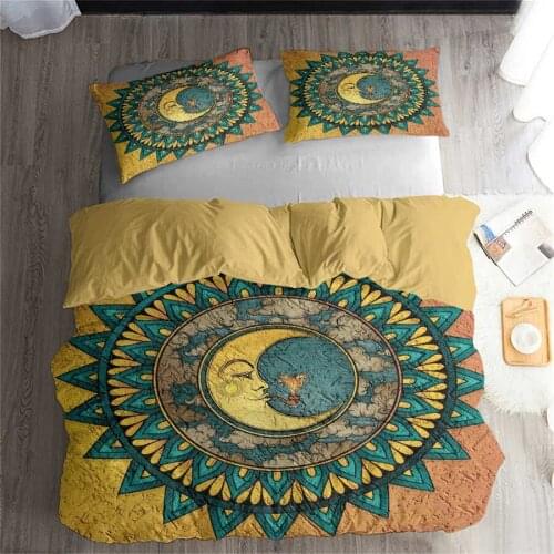HELENGILI 3D Bedding Set Sun and Moon Painting Print Duvet Cover Set Bedclothes with Pillowcase Bed Set Home Textiles #SAM04