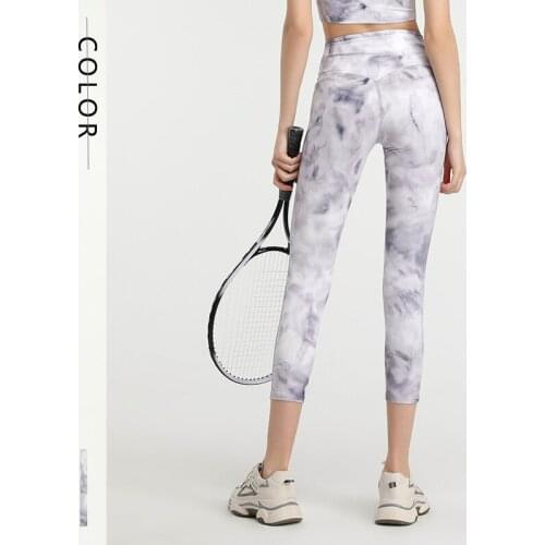 Seamless Leggings Tie-Dye Pants for Women Quick Dry Yoga Pants Hip Lift Gym Leggings Women Calf Length Pants Workout Leggings