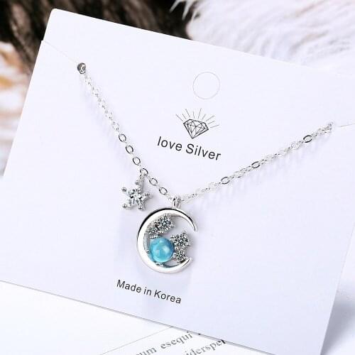 Luckydays Hot Crystal Star Moon Charm Pendant Necklace For Women choker Wedding Jewelry Prevent allergy