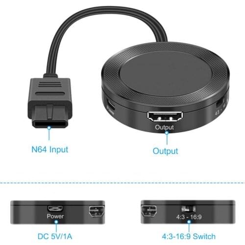 Multifunction Converter Portable Plug And Play Small Size N64 to HDMI-compatible Converter for Meetings